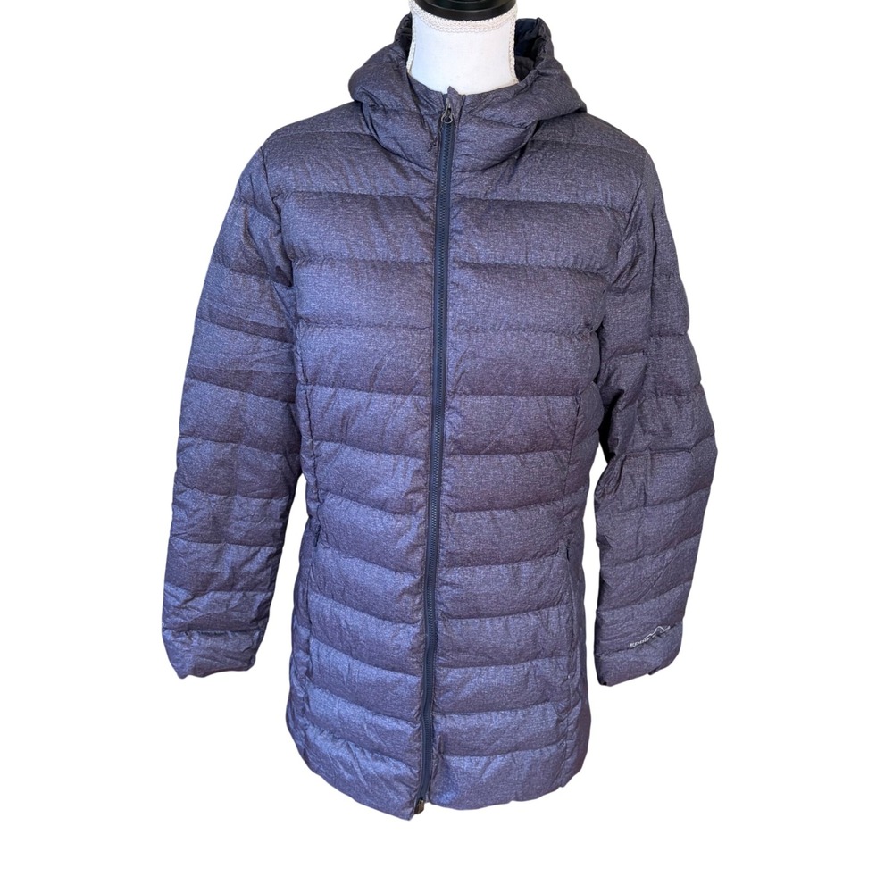 Eddie Bauer Women's EB650 Down Puffer Parka Long Jacket Blue Size Large Winter